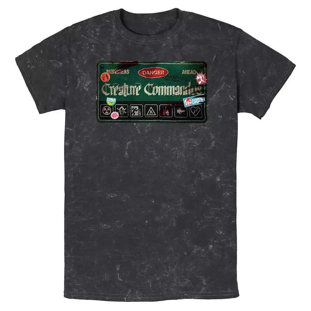 Men's Creature Commandos Danger Sign Mineral Wash Graphic Tee, Size: Small, Black Product Image