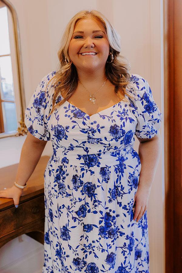 Sweet Surprise Floral Maxi Dress in Royal Blue Curves Product Image
