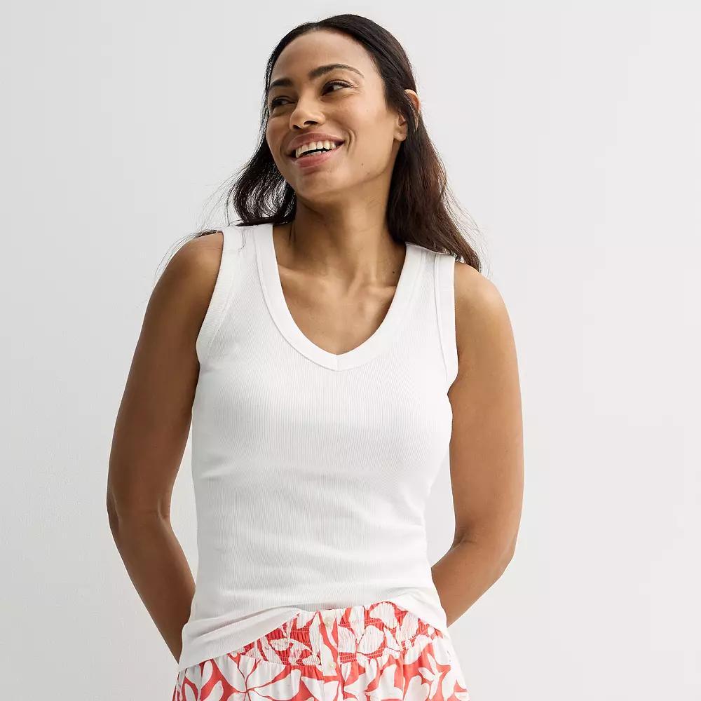 Women's Sonoma Goods For Life® Rib V-Neck Tank Top, Size: XXL, Pink Sandal Product Image