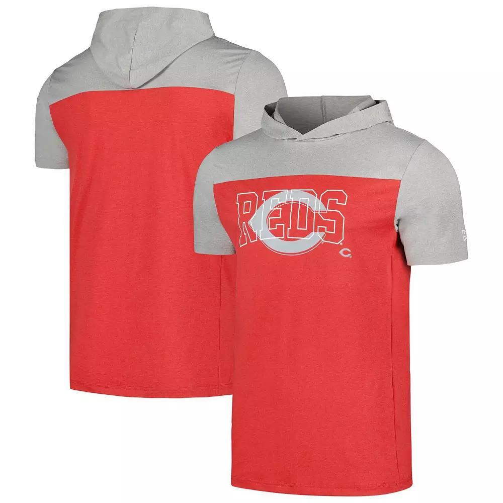 Men's New Era Red Cincinnati Reds Active Brushed Hoodie T-Shirt, Size: Large, Red Red Product Image