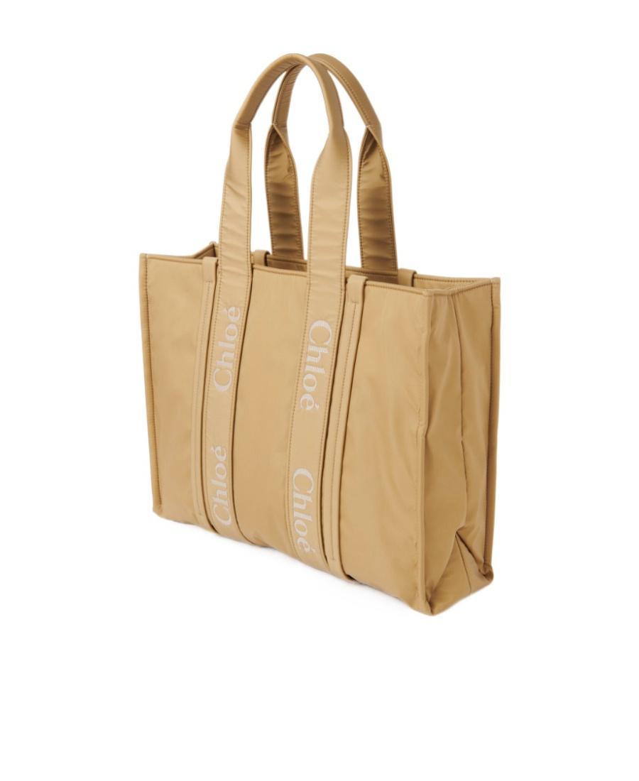 CHLOÉ Large Woody Tote Bag In Beige Product Image