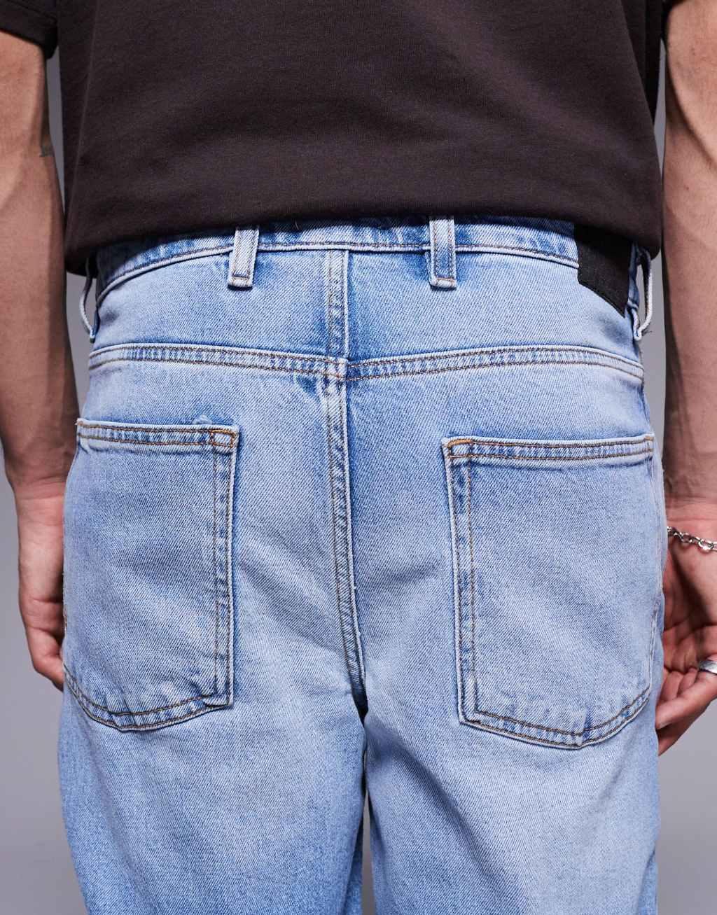 River Island straight leg jeans in lightwash blue Product Image