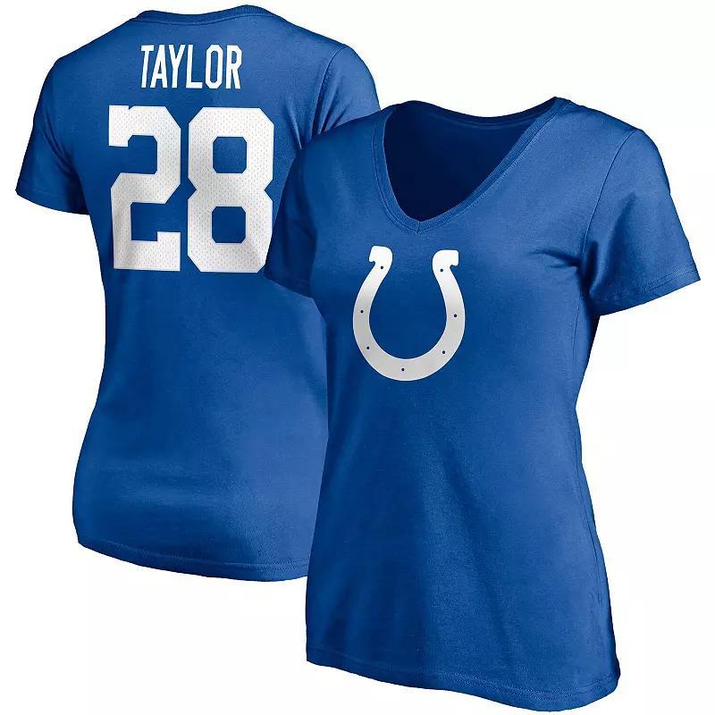 Women's Fanatics Branded Jonathan Taylor Royal Indianapolis Colts Player Icon Name & Number V-Neck T-Shirt, Size: 2XL, Blue Product Image