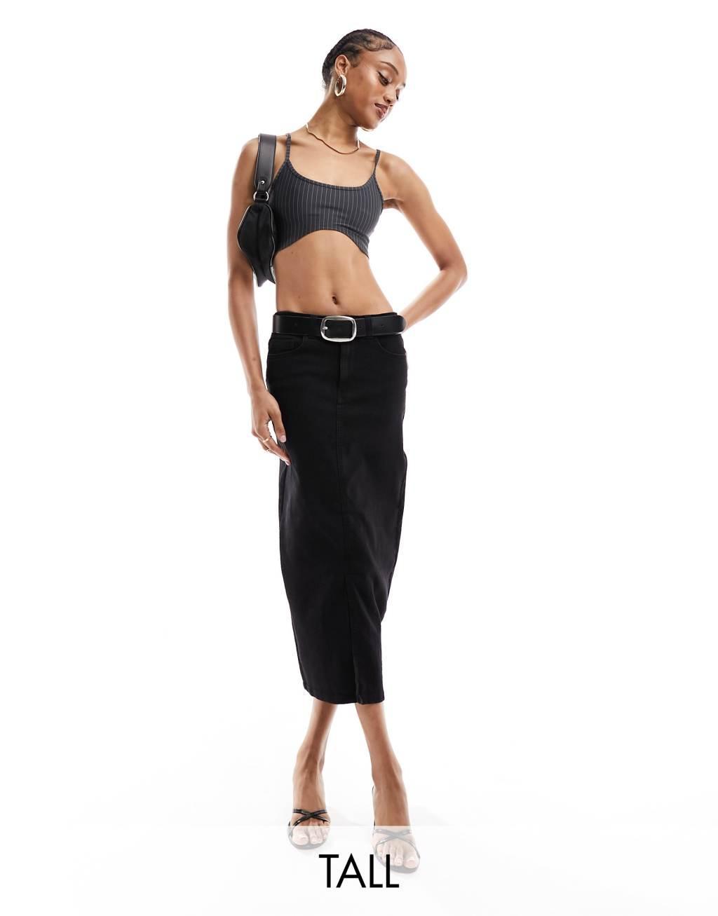 Vero Moda Tall denim midi skirt Product Image