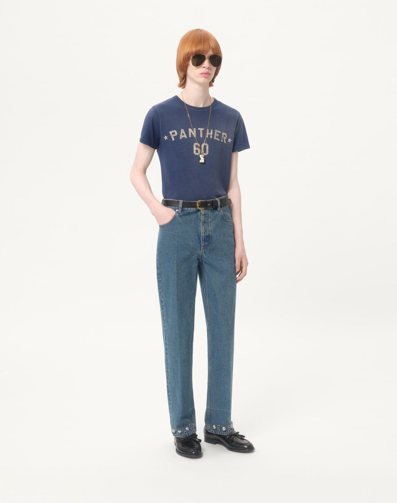 Cotton T-Shirt With Chez Valentino Print And Patch Product Image