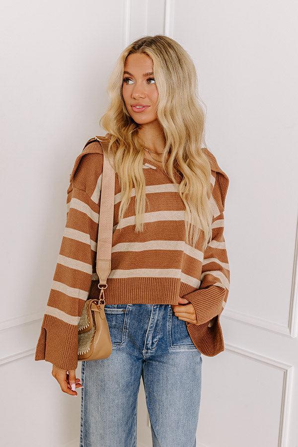 Fill Up Your Cup Stripe Sweater In Iced Mocha Product Image
