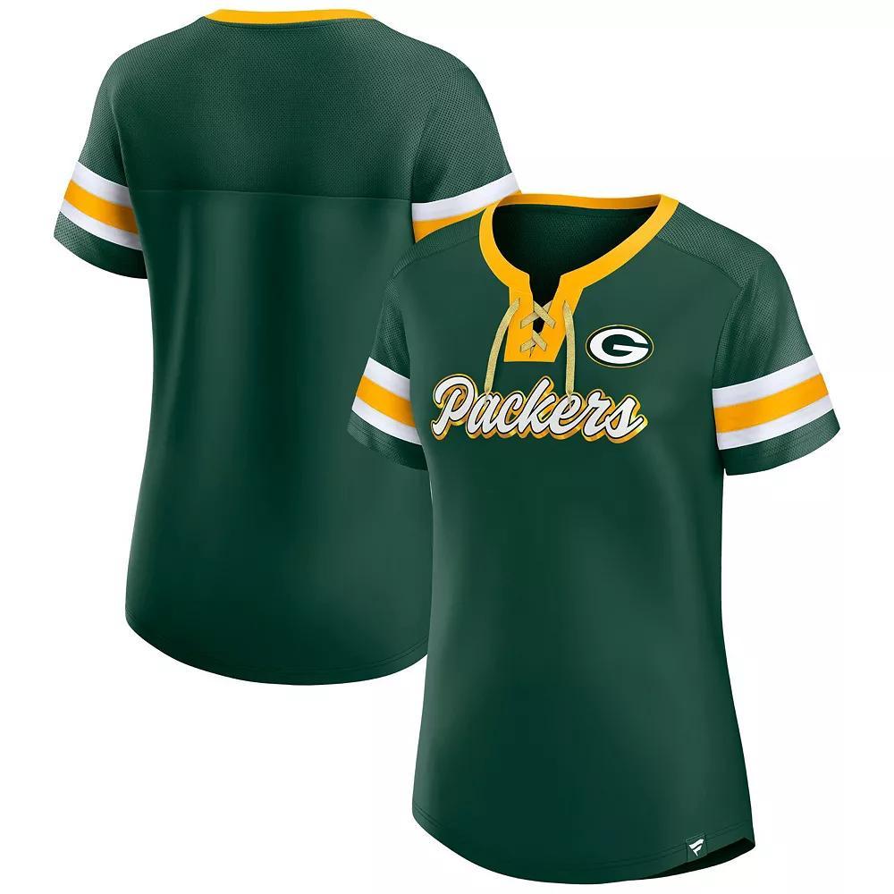 Women's Fanatics Branded Green Green Bay Packers Original State Lace-Up T-Shirt, Size: Medium Product Image