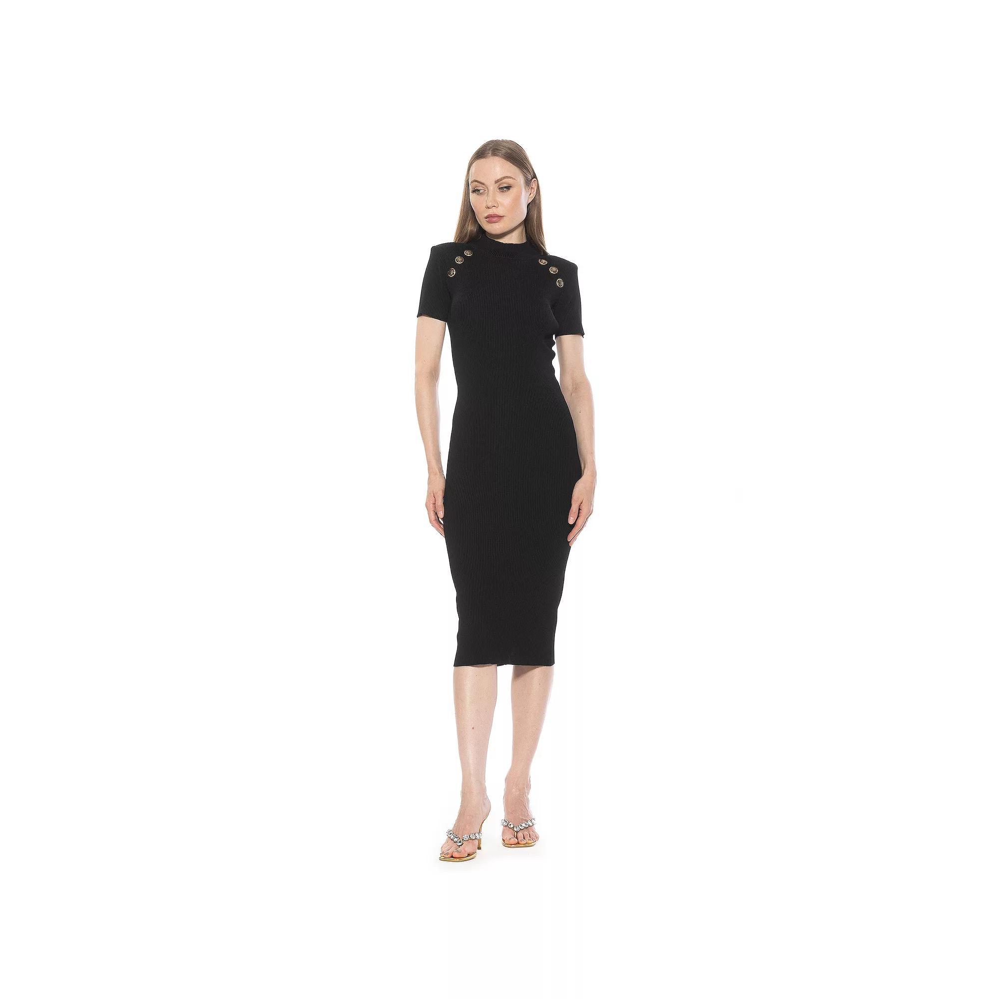 Women's ALEXIA ADMOR Adara Short Sleeve Mock Neck Midi Dress, Size: Medium, Pink Product Image