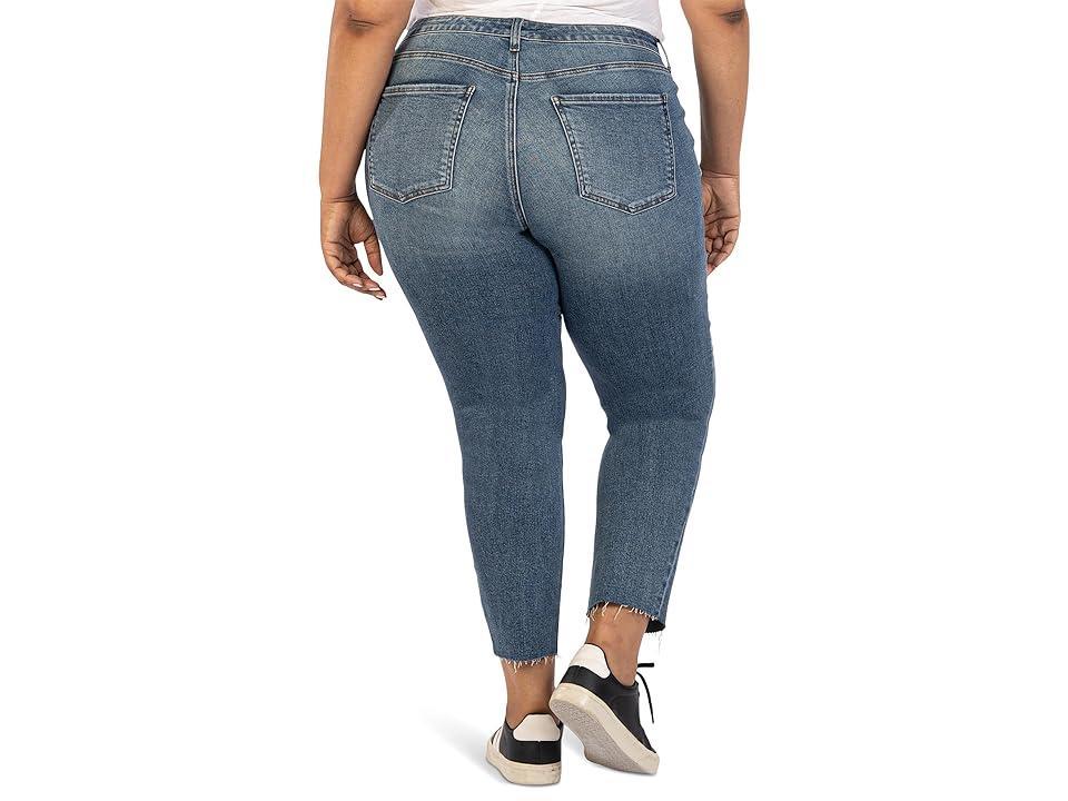 KUT from the Kloth Plus Size Reese High-Rise Fab Ab Ankle Straight Raw Hem in Reborn (Reborn) Women's Jeans Product Image