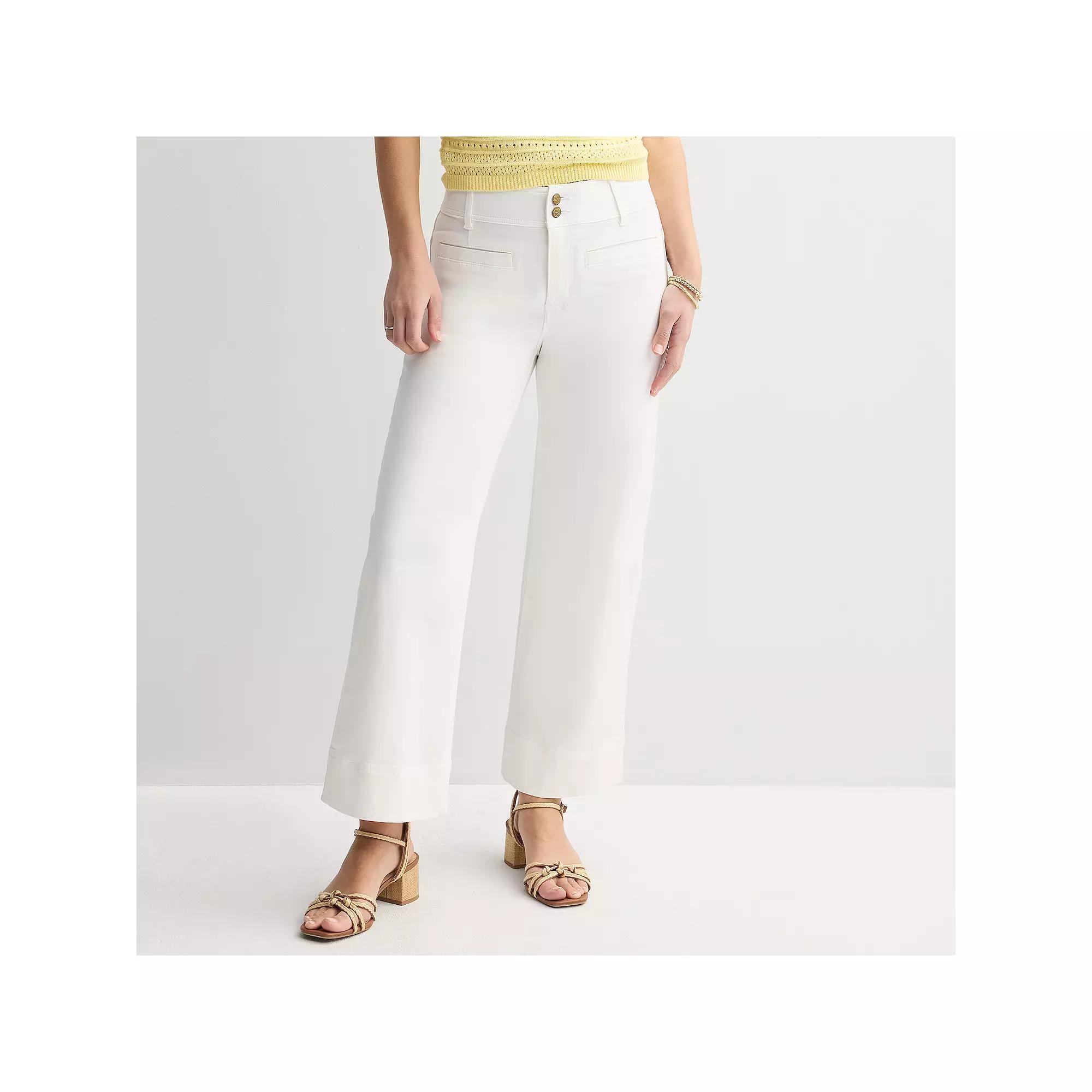 Women's Draper James High-Rise Wide-Leg Jeans, Size: 10, White Product Image