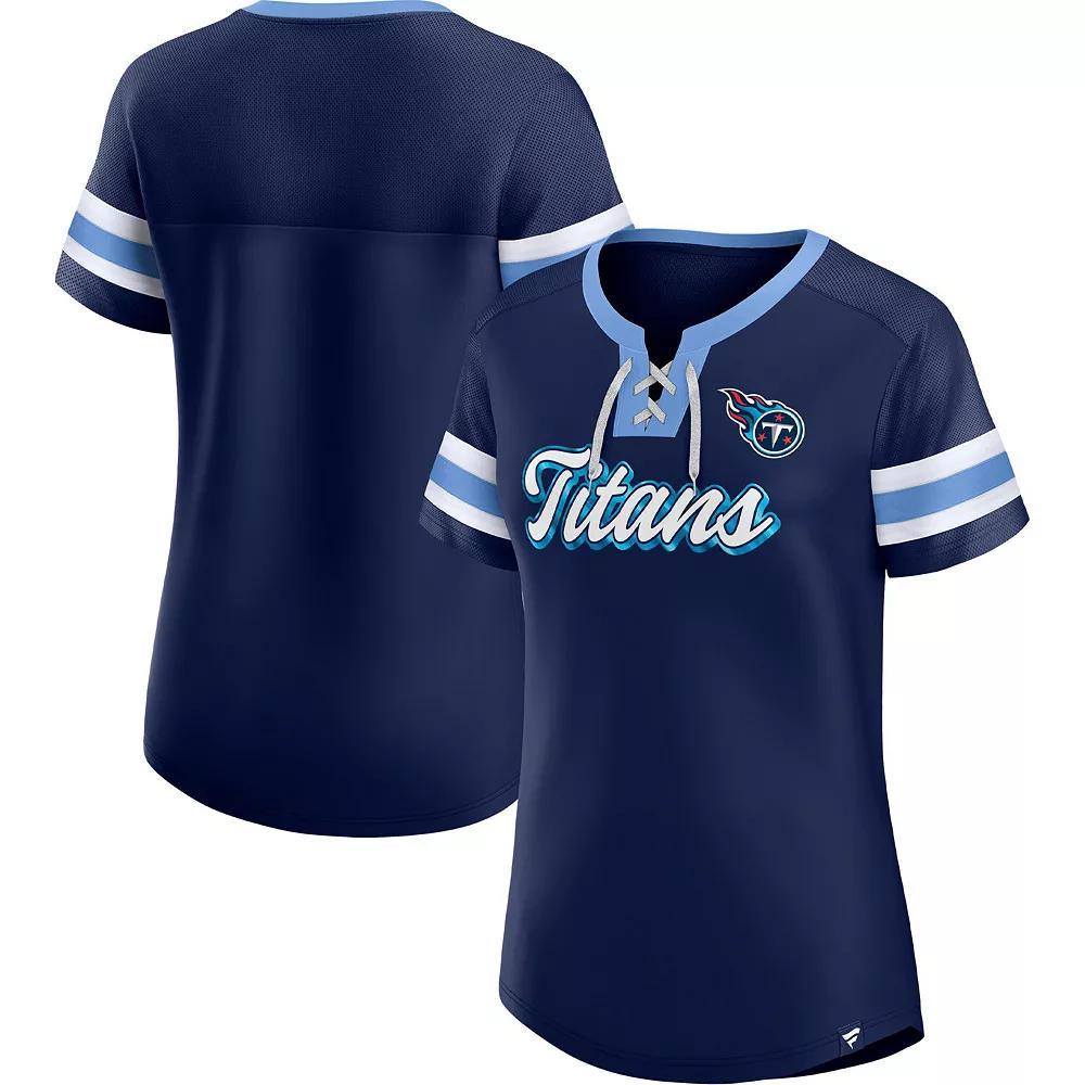Women's Fanatics Branded Navy Tennessee Titans Original State Lace-Up T-Shirt, Size: XS, Blue Product Image