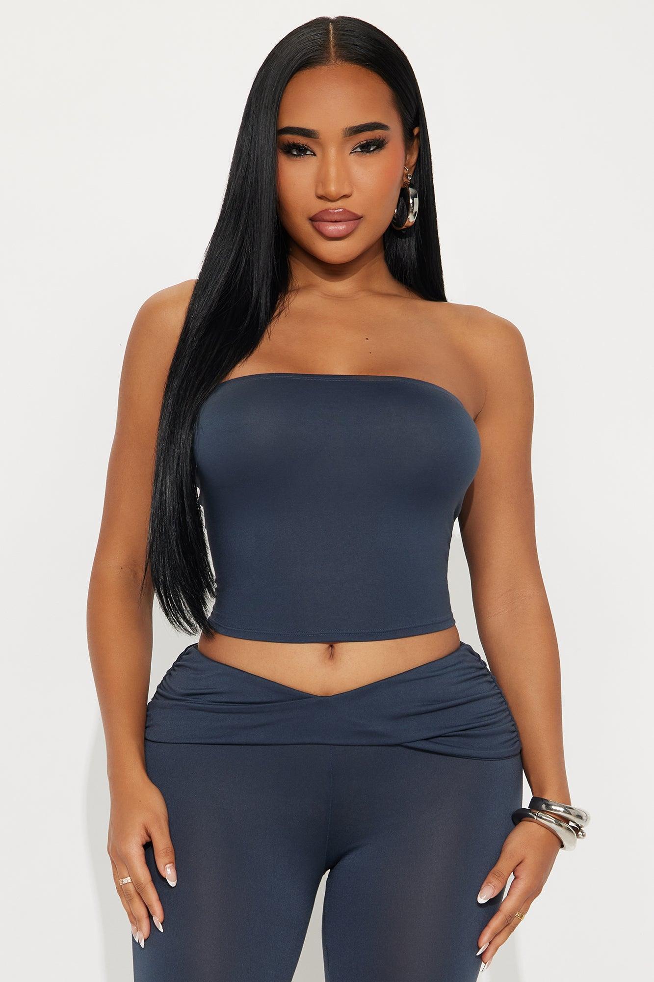 Delete My Number Fold Over Pant Set - Charcoal Product Image