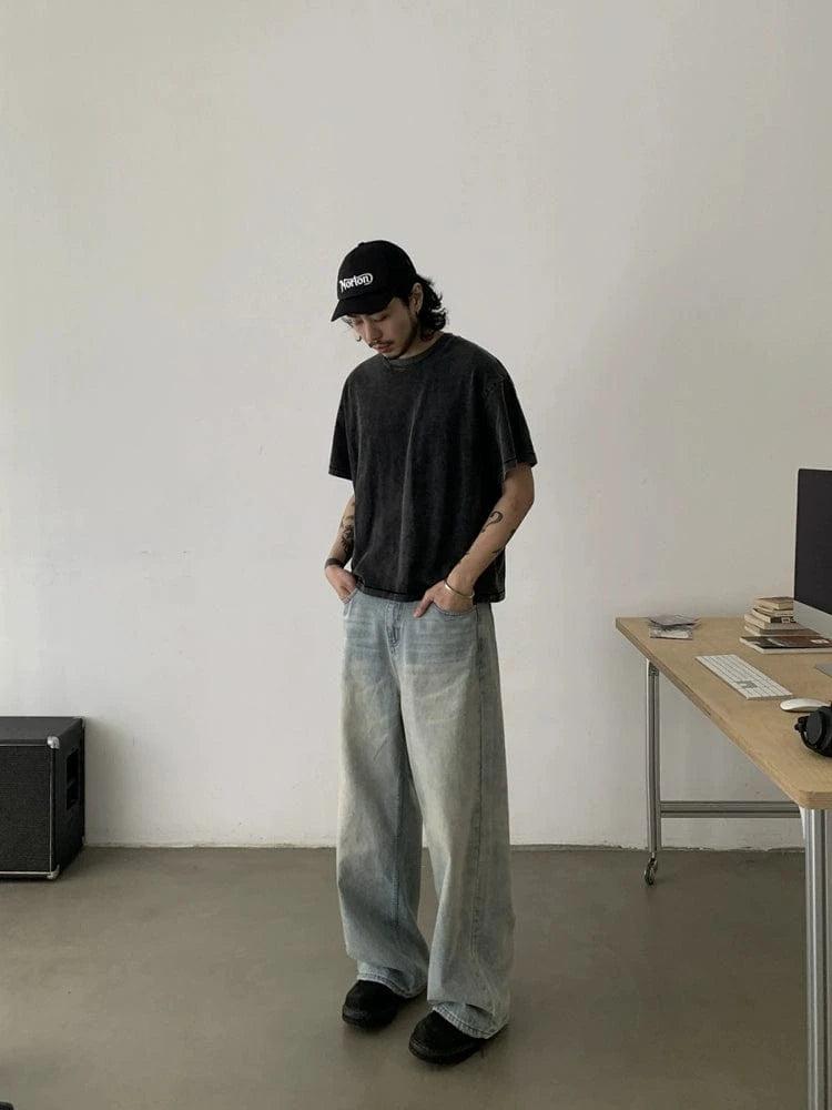 RT No. 19514 OLD BLUE DENIM STRAIGHT JEANS Product Image