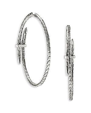 JOHN HARDY Sterling Silver Diamond Spear Large Hoop Earrings Product Image