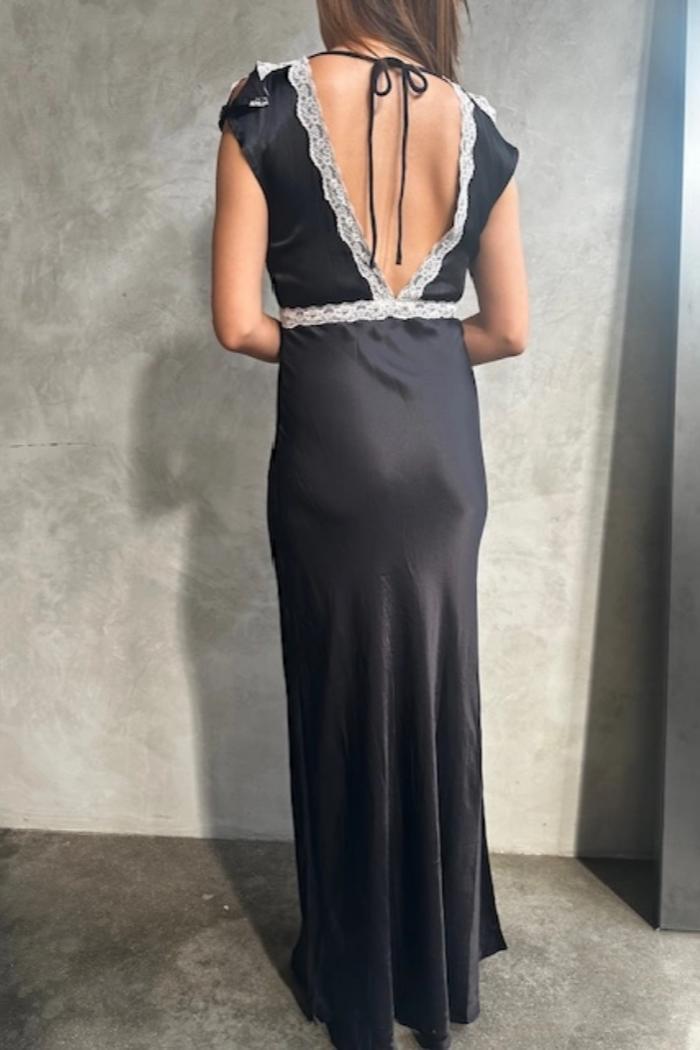 Satin Lace Trim Maxi Product Image