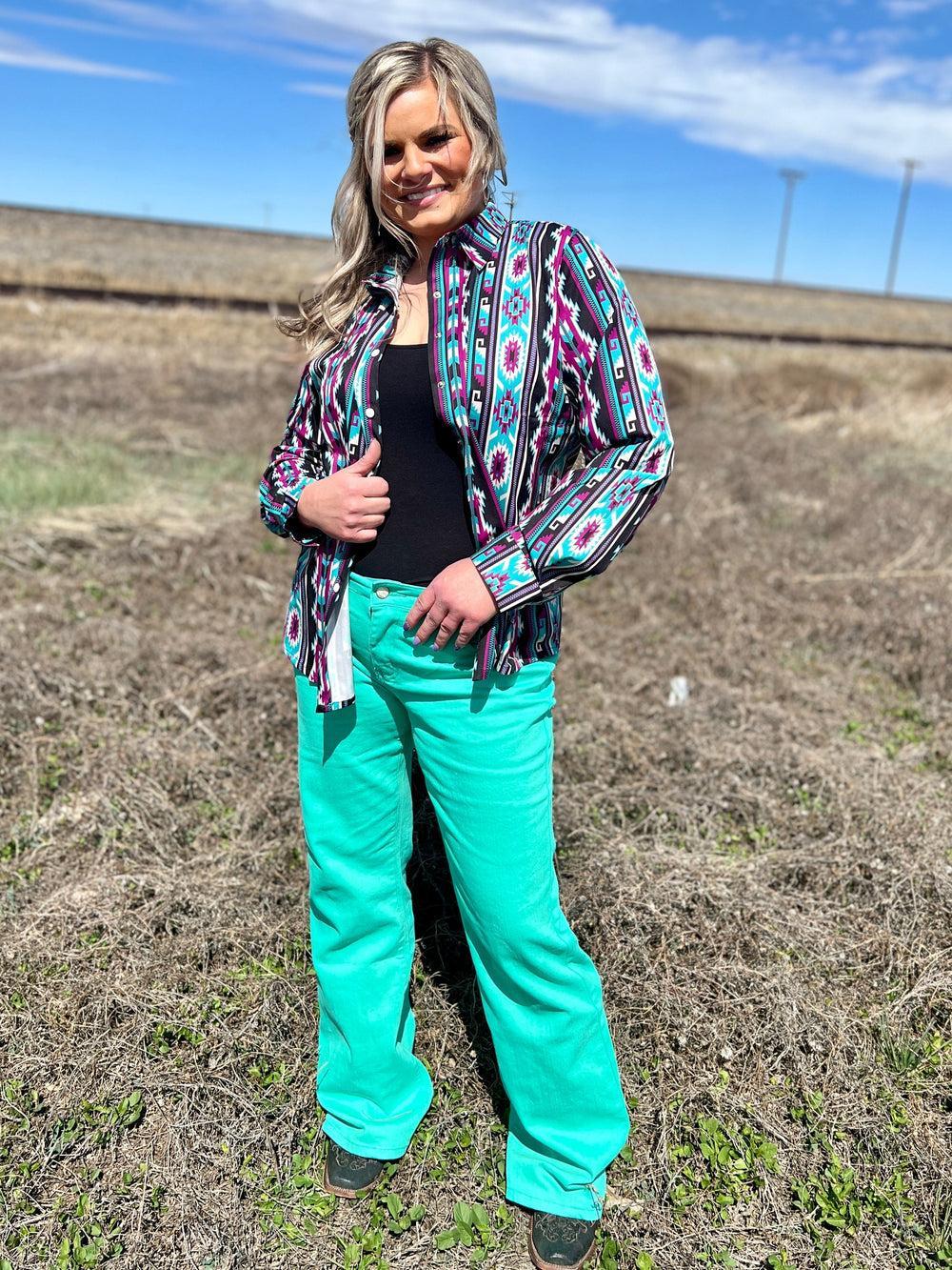 Walking West Denim Turquoise LONG Product Image