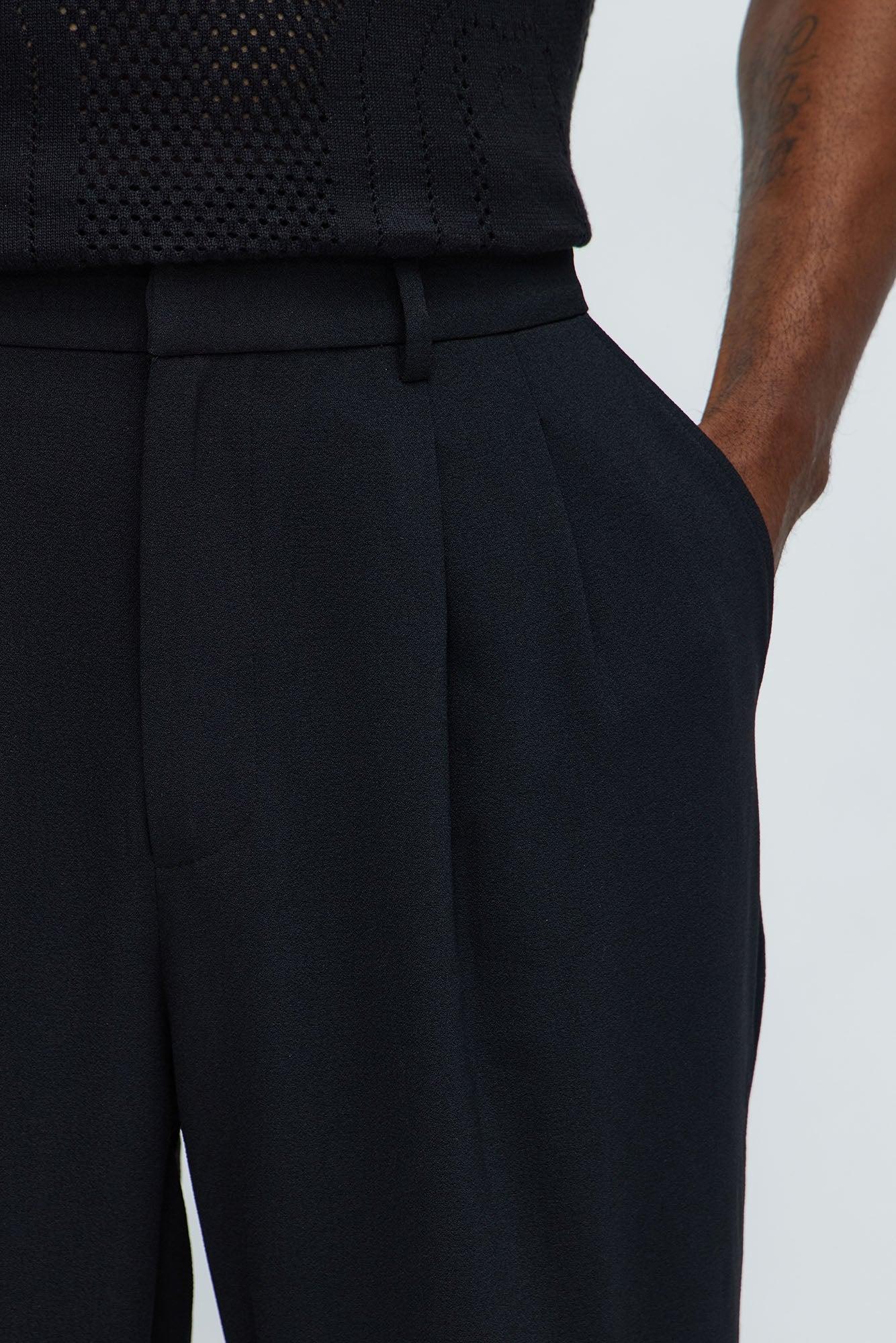 Golden Hour Straight Double Pleated Trouser - Black Male Product Image