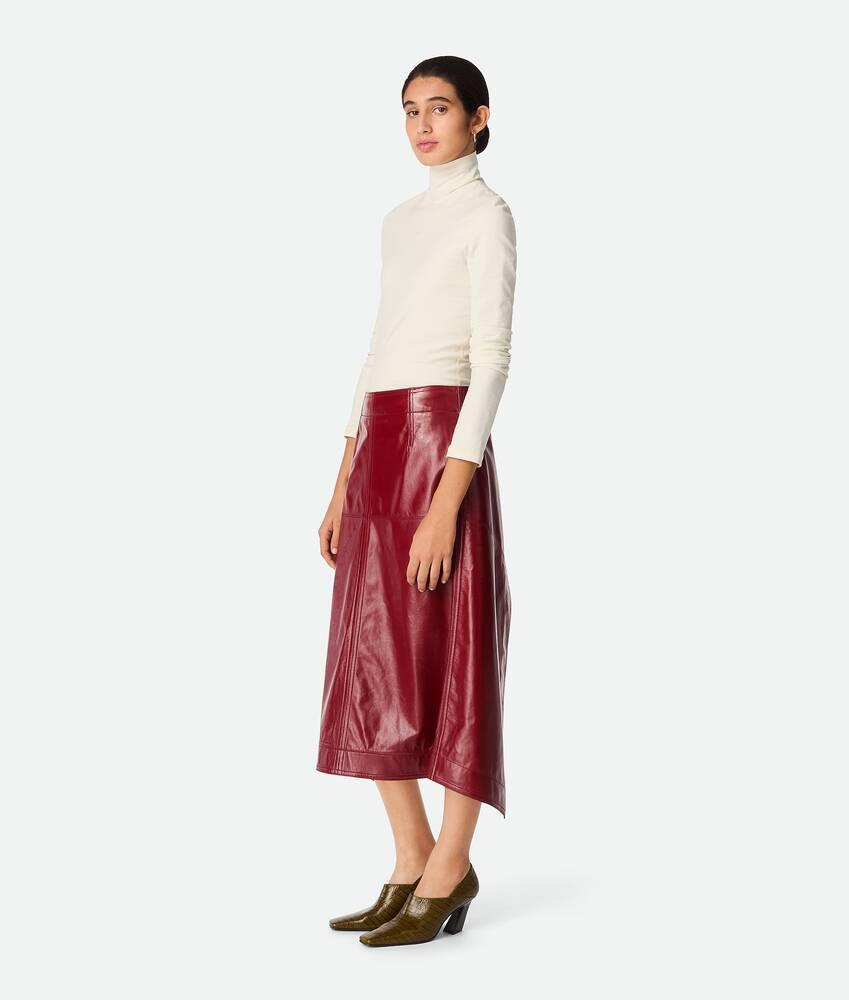 Women's Shiny Leather Skirt in Rosewood Product Image