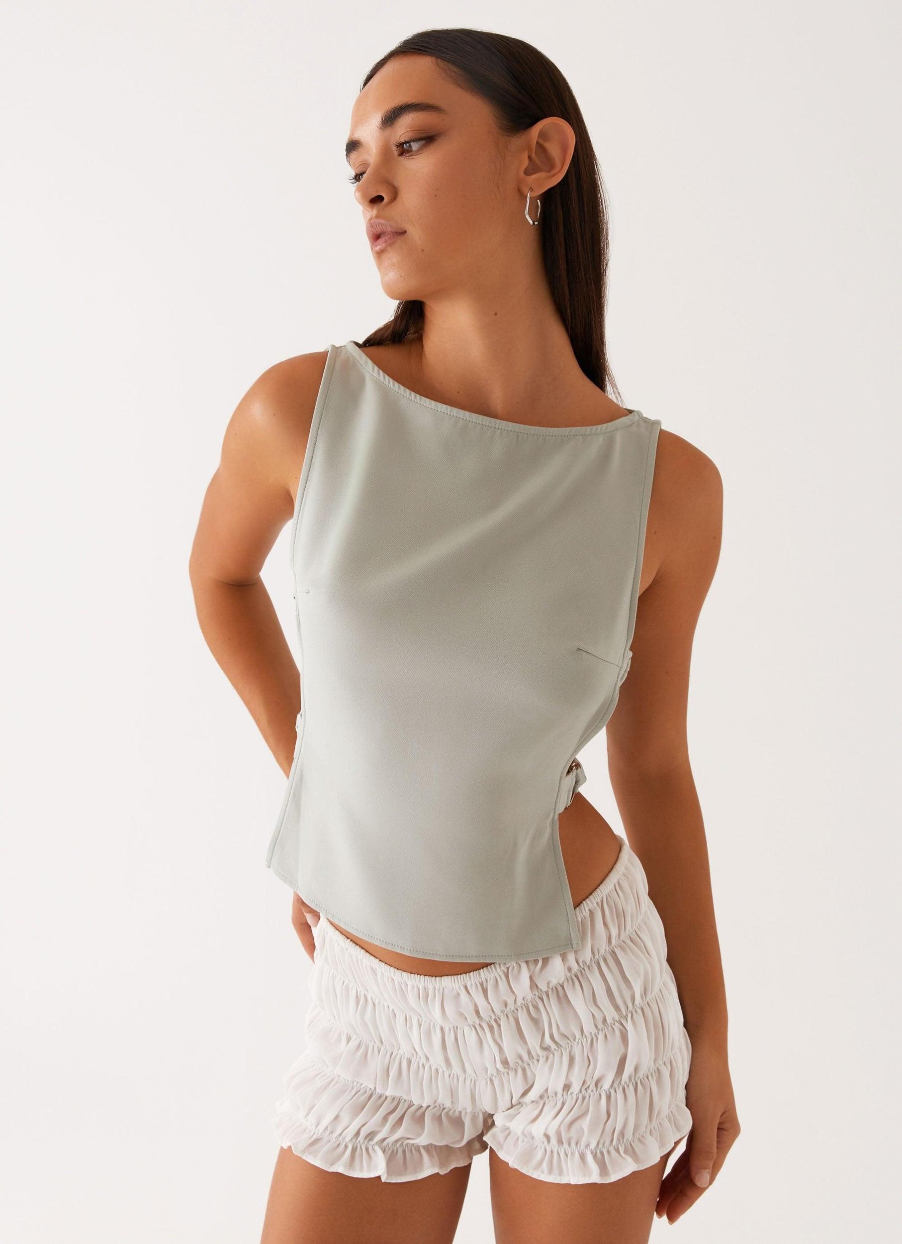 Cherish You Buckle Top - Sage Product Image