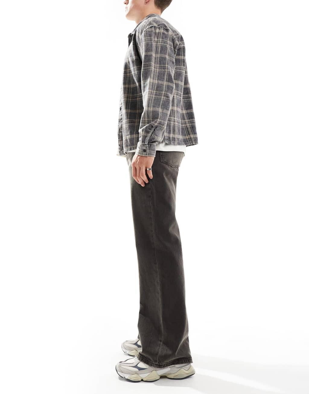 ASOS DESIGN wide leg jeans in brown Product Image