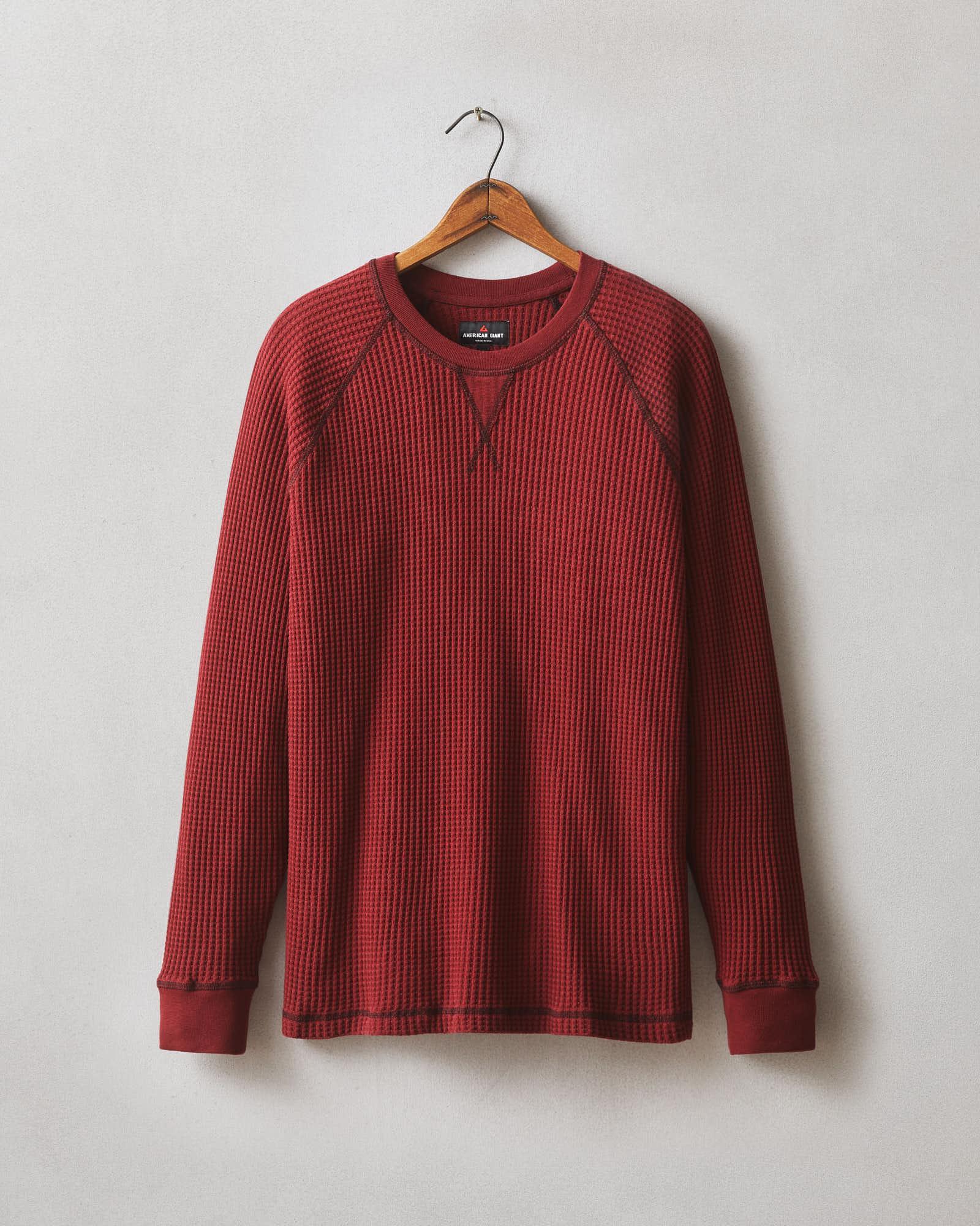 Men's Waffle Crew Long Sleeve Tee - Oxblood Male Product Image