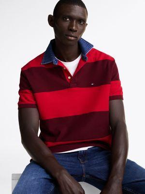 Relaxed Fit Denim Collar Rugby Stripe Polo Product Image