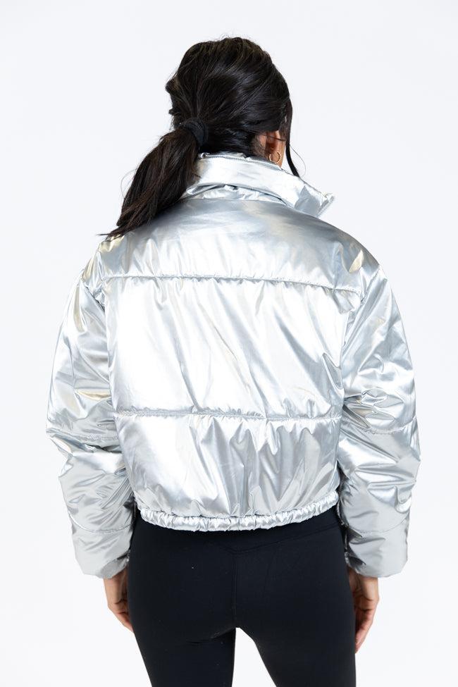 Keep Me Warm Silver Chrome Puffer Jacket FINAL SALE Product Image