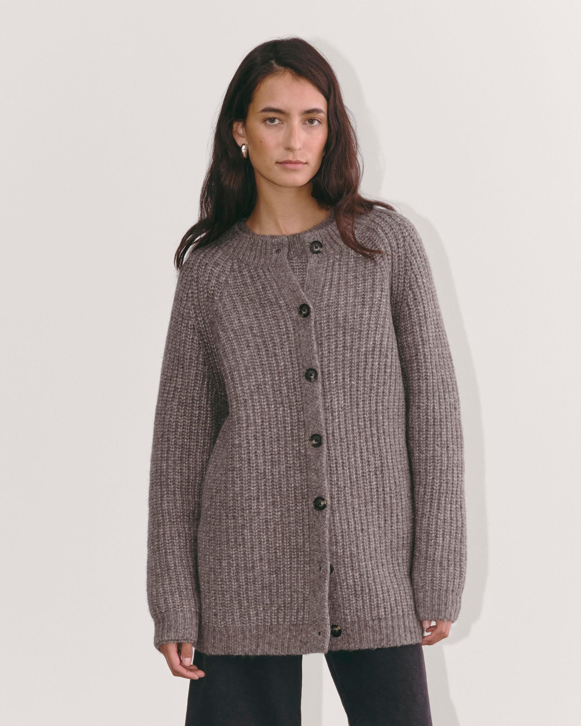 The Fisherman Cardigan in Cloud Product Image