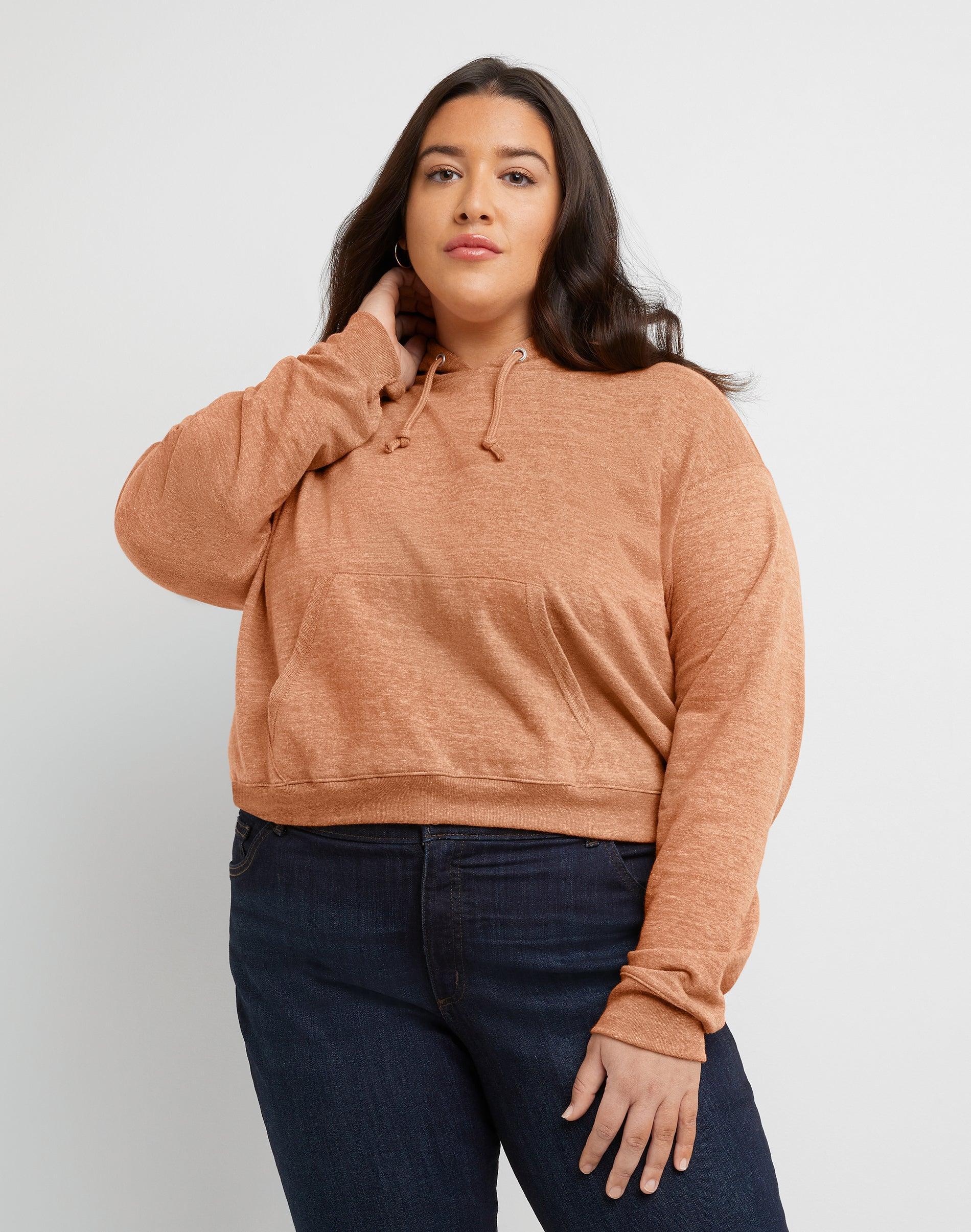 Hanes Originals Womens French Terry Cropped Hoodie (Plus Size) Allgood Gold 4X Product Image