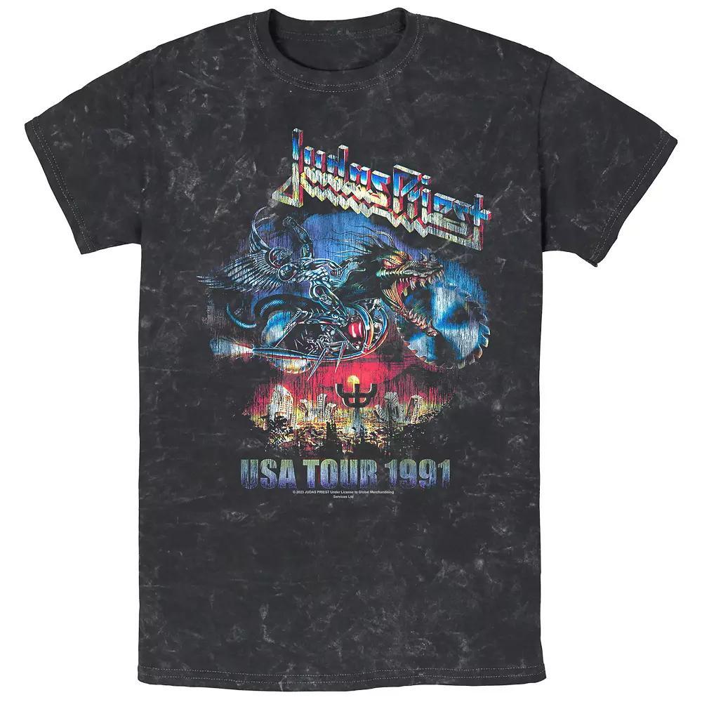 Men's Judas Priest USA Tour 1991 Mineral Wash Graphic Tee, Size: XL, Black Product Image