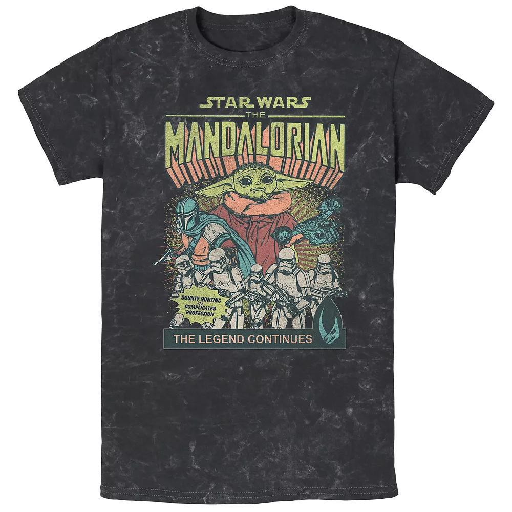 Men's The Mandalorian Comic-book Style Cover Bombard Wash Graphic Tee, Size: Small, White Blue Product Image