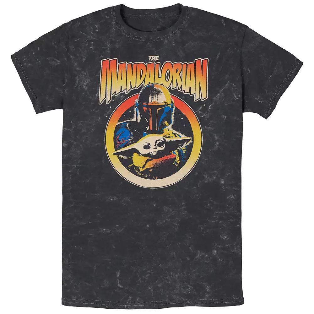 Men's Star Wars The Mandalorian The Child Triangle Galaxy Touch Mineral Wash Graphic Tee, Size: XL, Black Product Image