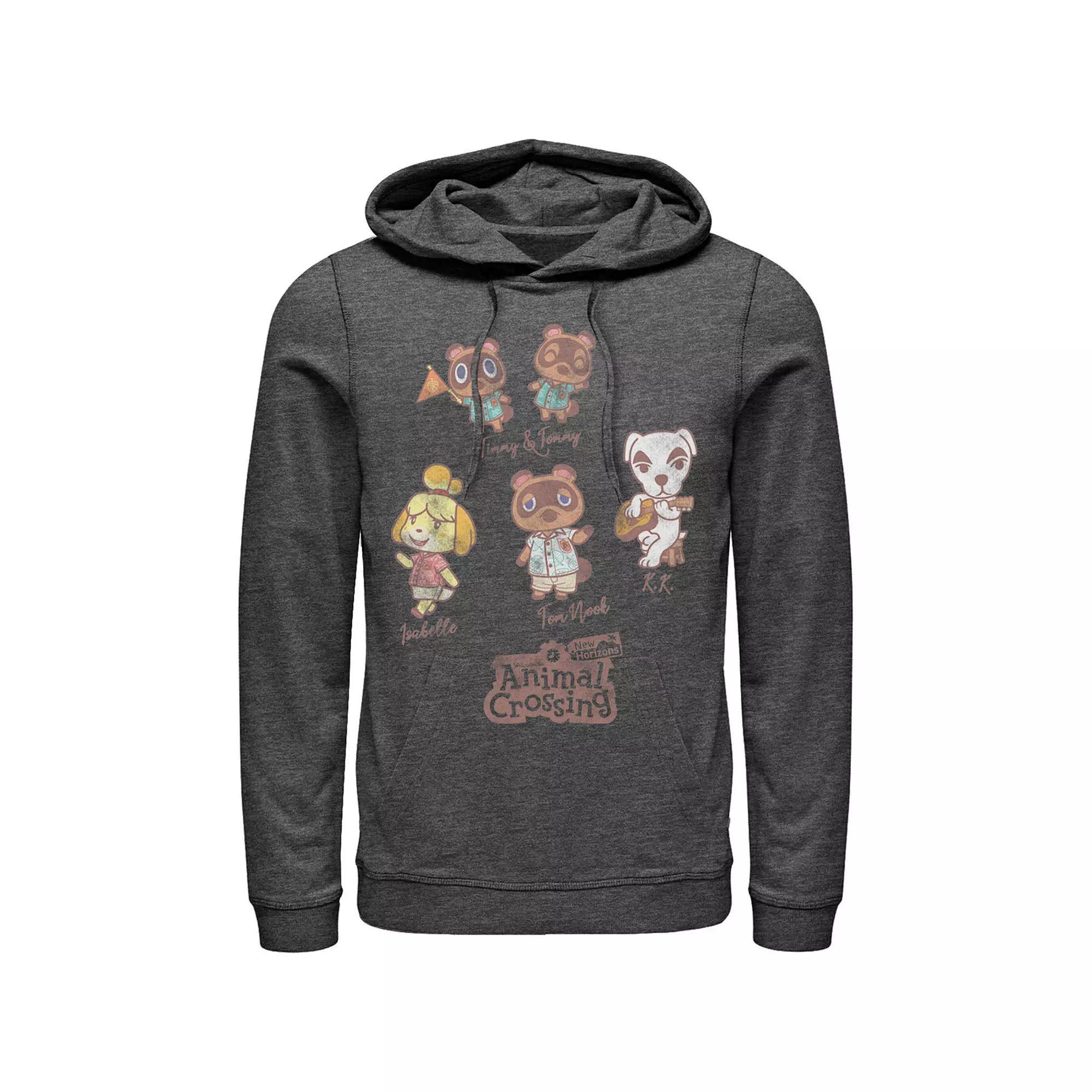 Men's Nintendo Character Textbook Group Shot Text Hoodie, Size: XL, Grey Heather Product Image