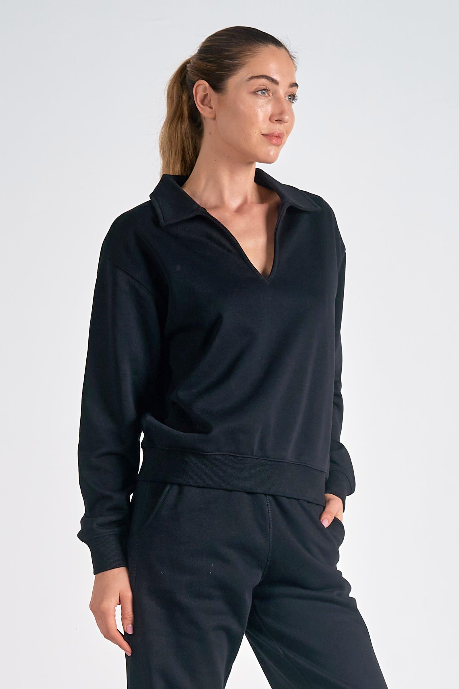 Woman's Polo Collar Sweatshirt Female Product Image