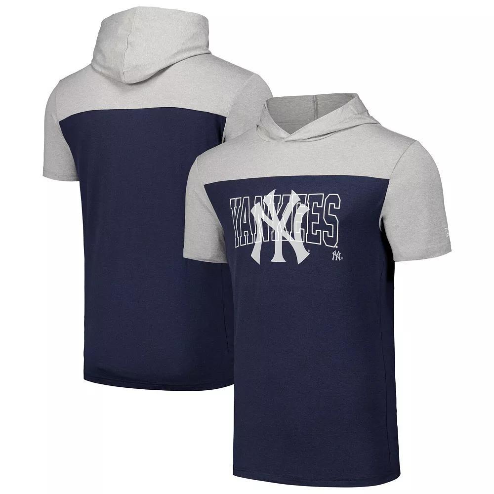Men's New Era Navy New York Yankees Active Brushed Hoodie T-Shirt, Size: Small, Blue Product Image
