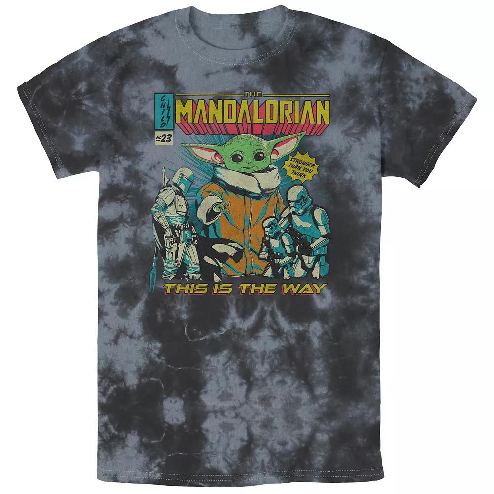 Mens Star Wars The Mandalorian Group Shot Comic Cover Doodle Bombard Wash Graphic Tee Product Image