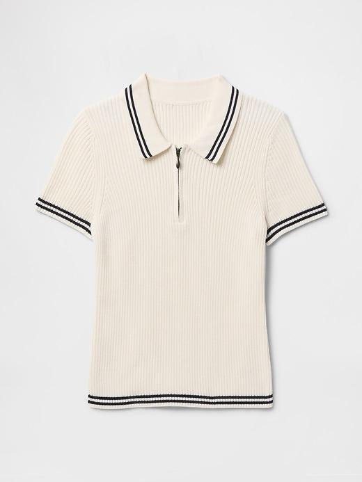 100% Cotton Rib Sweater Polo Product Image