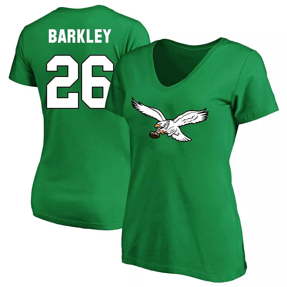 Women's Fanatics Branded Saquon Barkley Kelly Green Philadelphia Eagles Plus Size Name & Number V-Neck T-Shirt, Size: 4XL Product Image