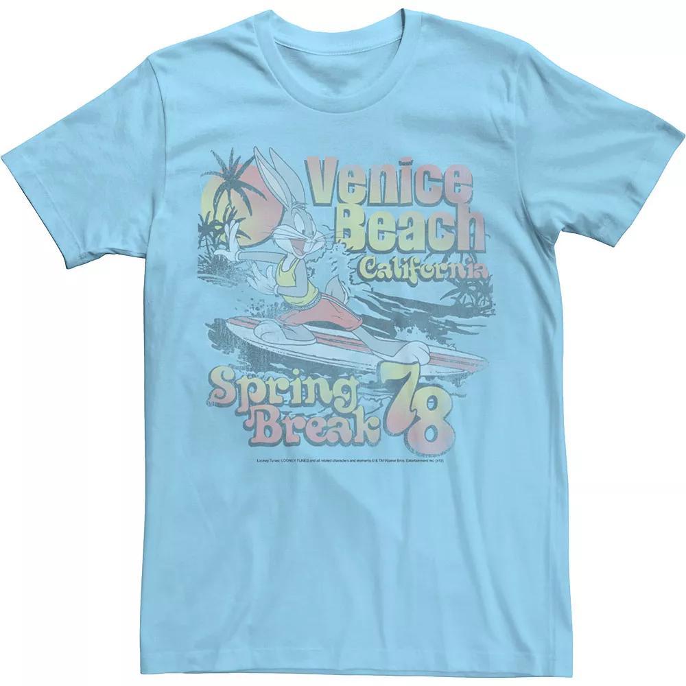 Men's Looney Tunes Bugs Bunny Venice Beach Spring Break 78 Tee, Size: XXL, Light Blue Product Image