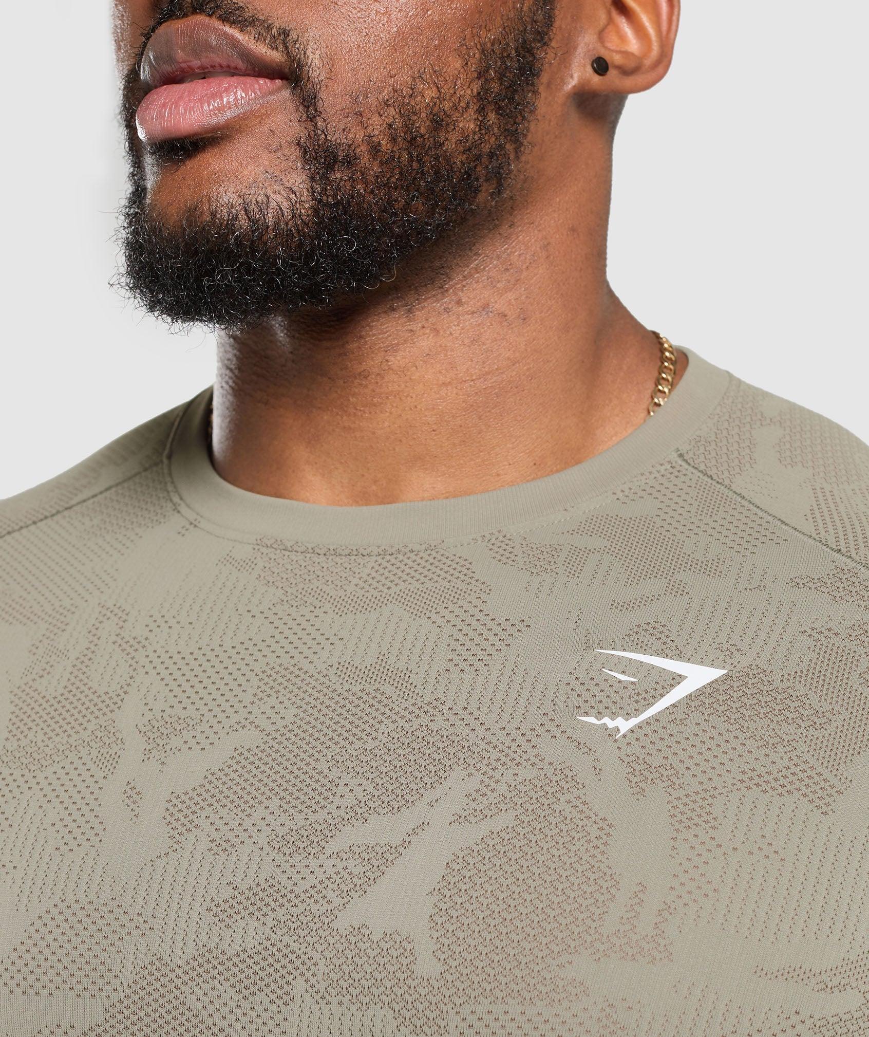 Gymshark Geo Seamless T-Shirt - Linen Brown/Camo Brown Male Product Image