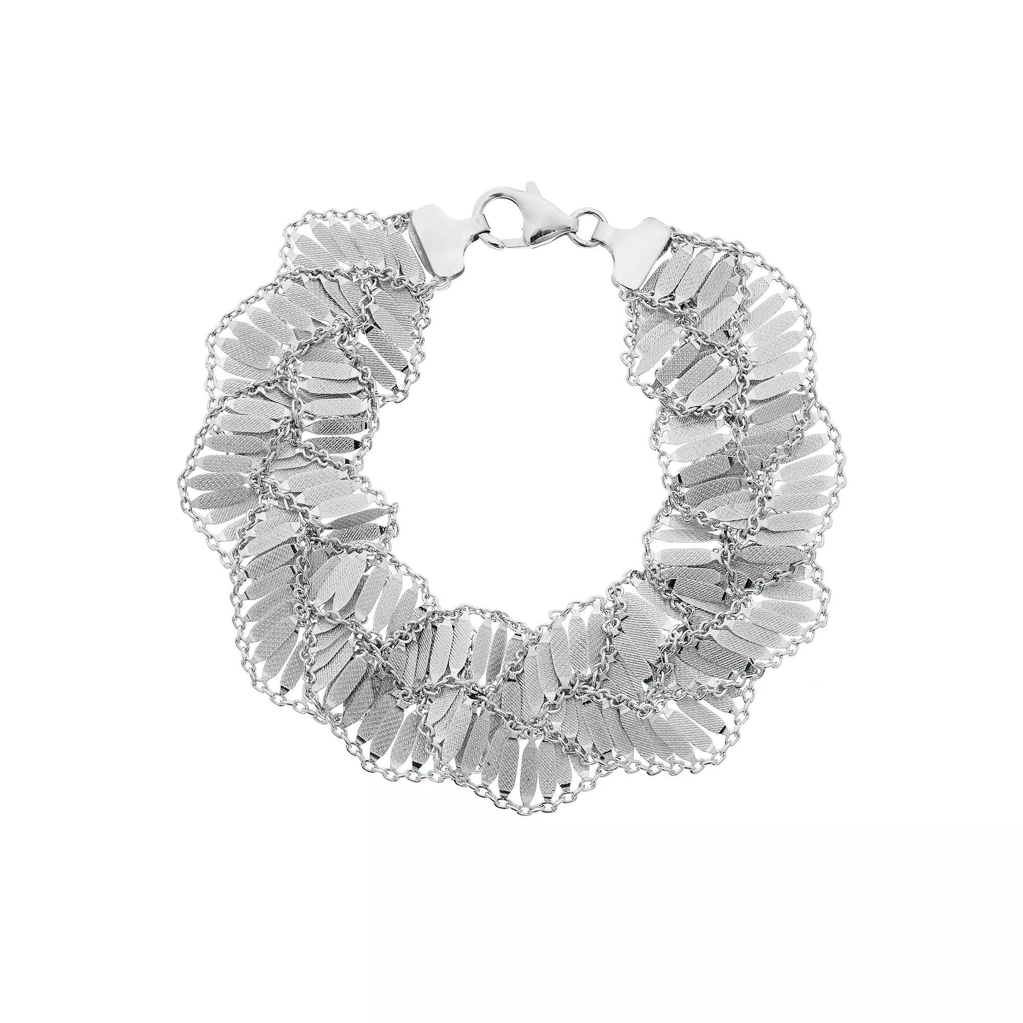 Sterling Silver Braided Mirror Link Bracelet, Womens Product Image