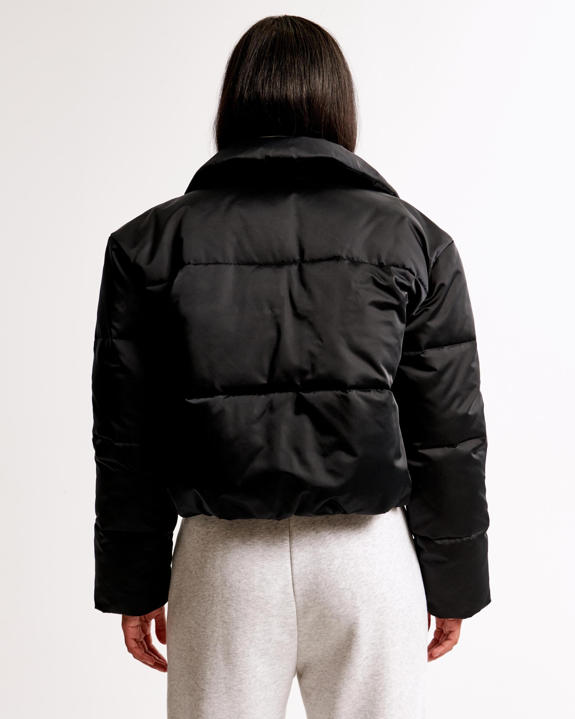 Cropped Velvet Puffer Coat Product Image