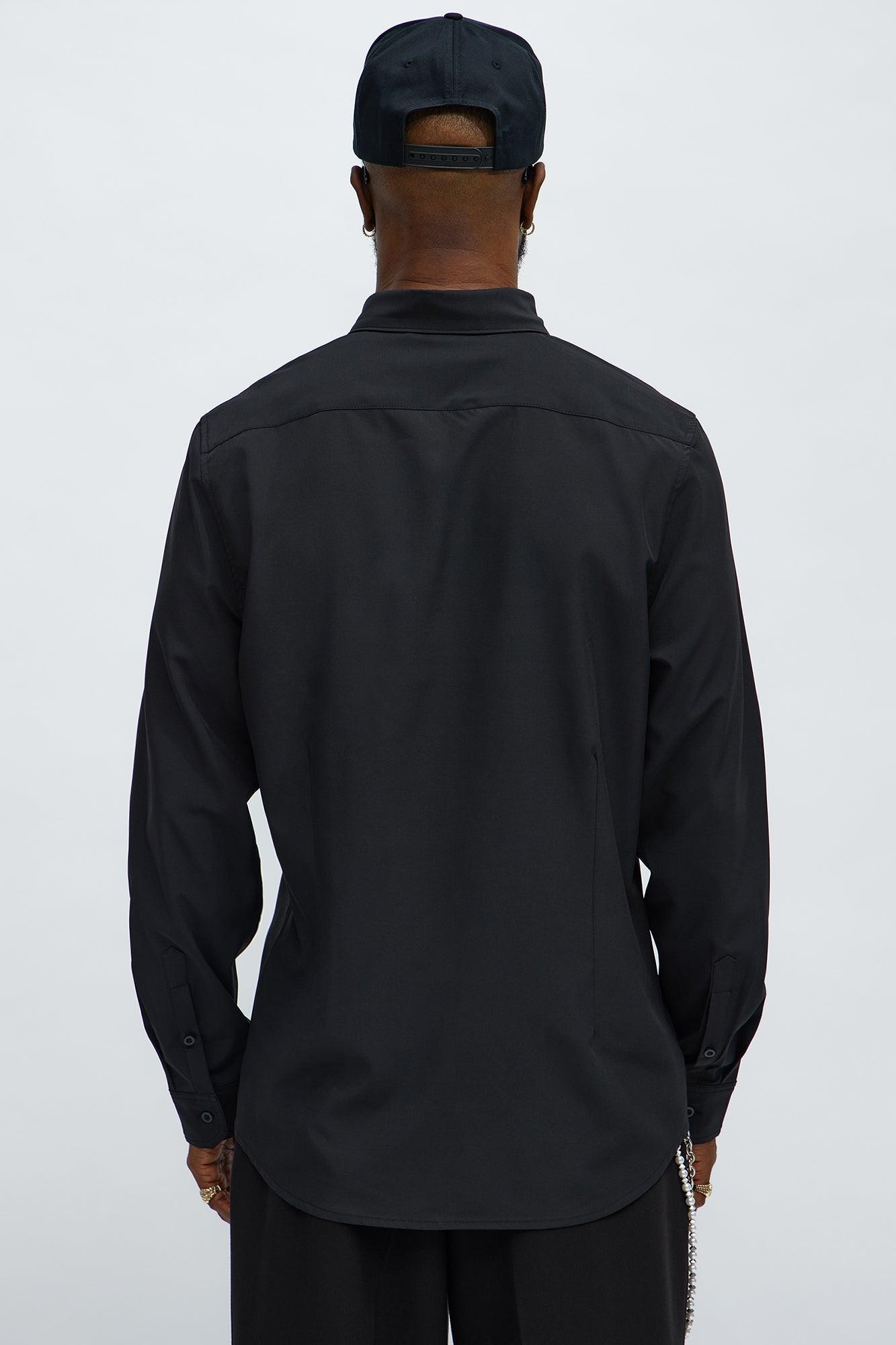 Slim Long Sleeve Stretch Shirt - Black Product Image