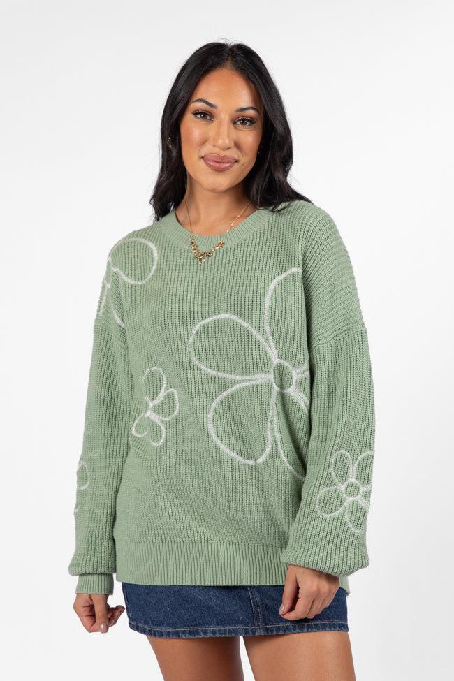 Hold My Hand Sage Floral Sweater FINAL SALE Product Image