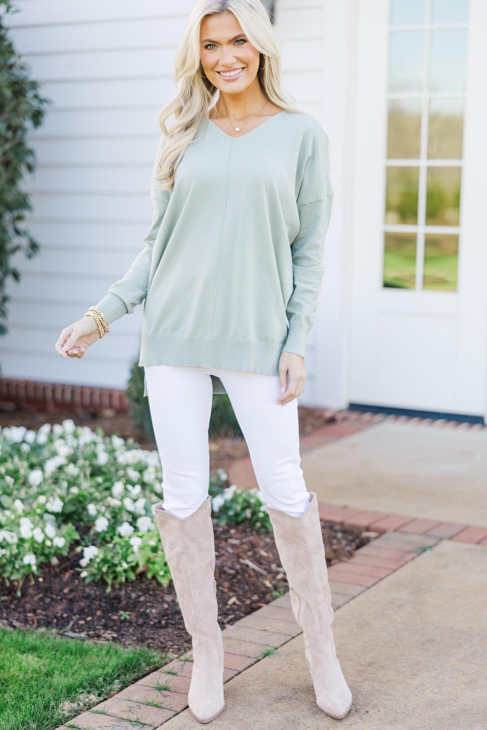 Get To Know You Dusty Green Tunic Female Product Image