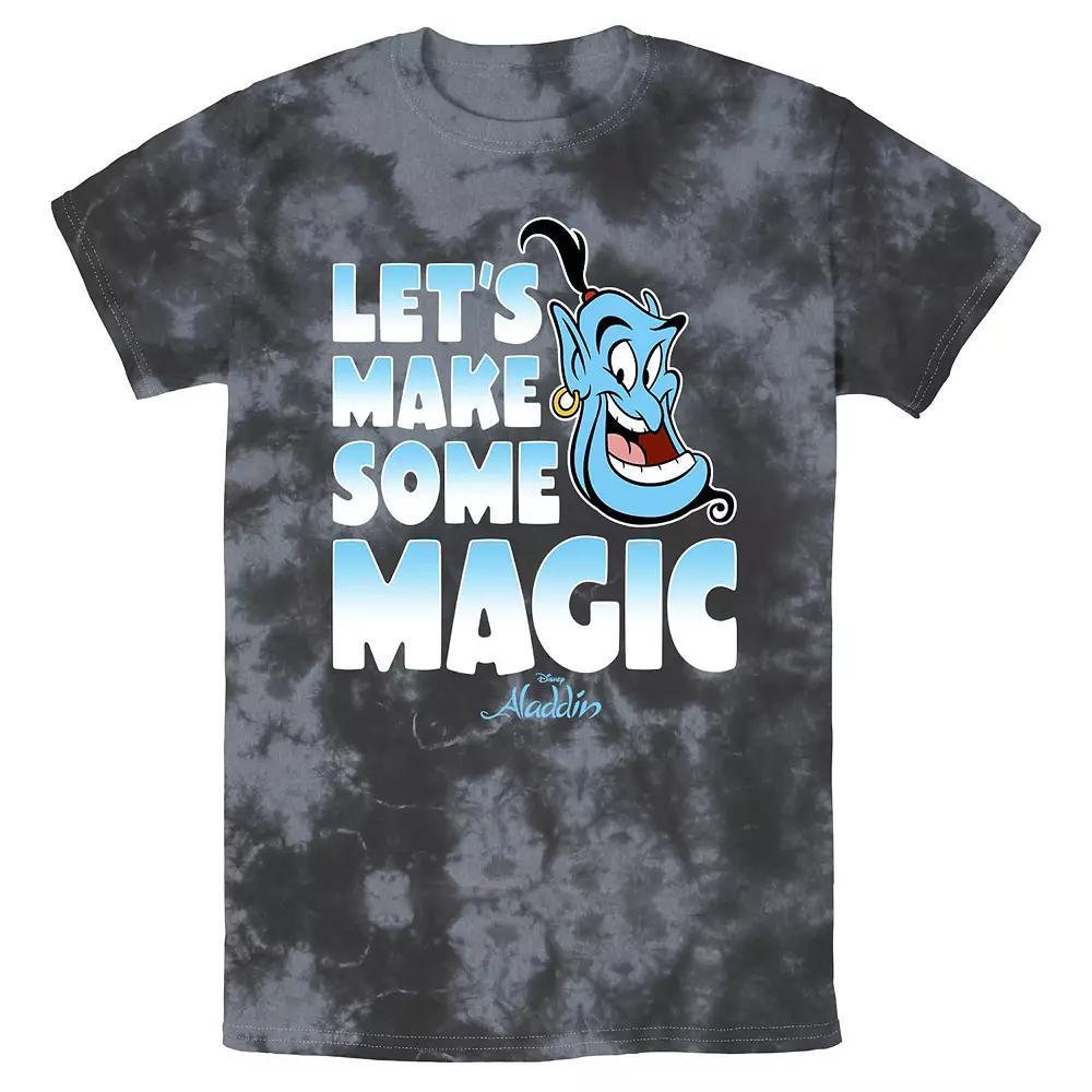 Men's Disney Aladdin Genie Let's Make Some Magic Bomabrd Wash Tee, Size: Large, Black Grey Product Image