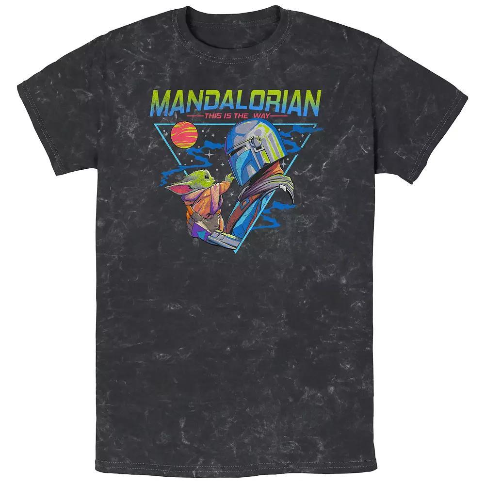 Men's Star Wars The Mandalorian The Child Triangle Galaxy Touch Mineral Wash Graphic Tee, Size: XL, Black Product Image