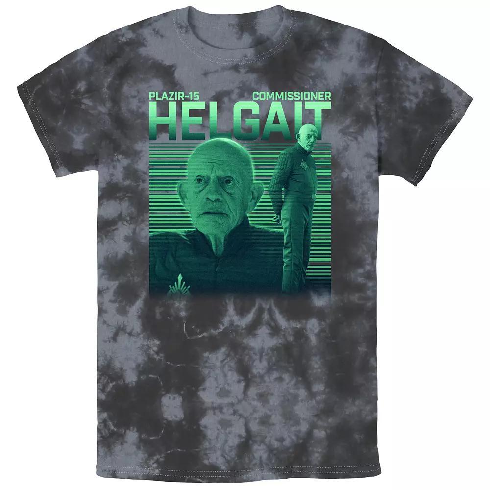 Men's Star Wars The Mandalorian Commissioner Helgait Plazir-15 Bombard Wash Graphic Tee, Size: Small, Black Grey Product Image