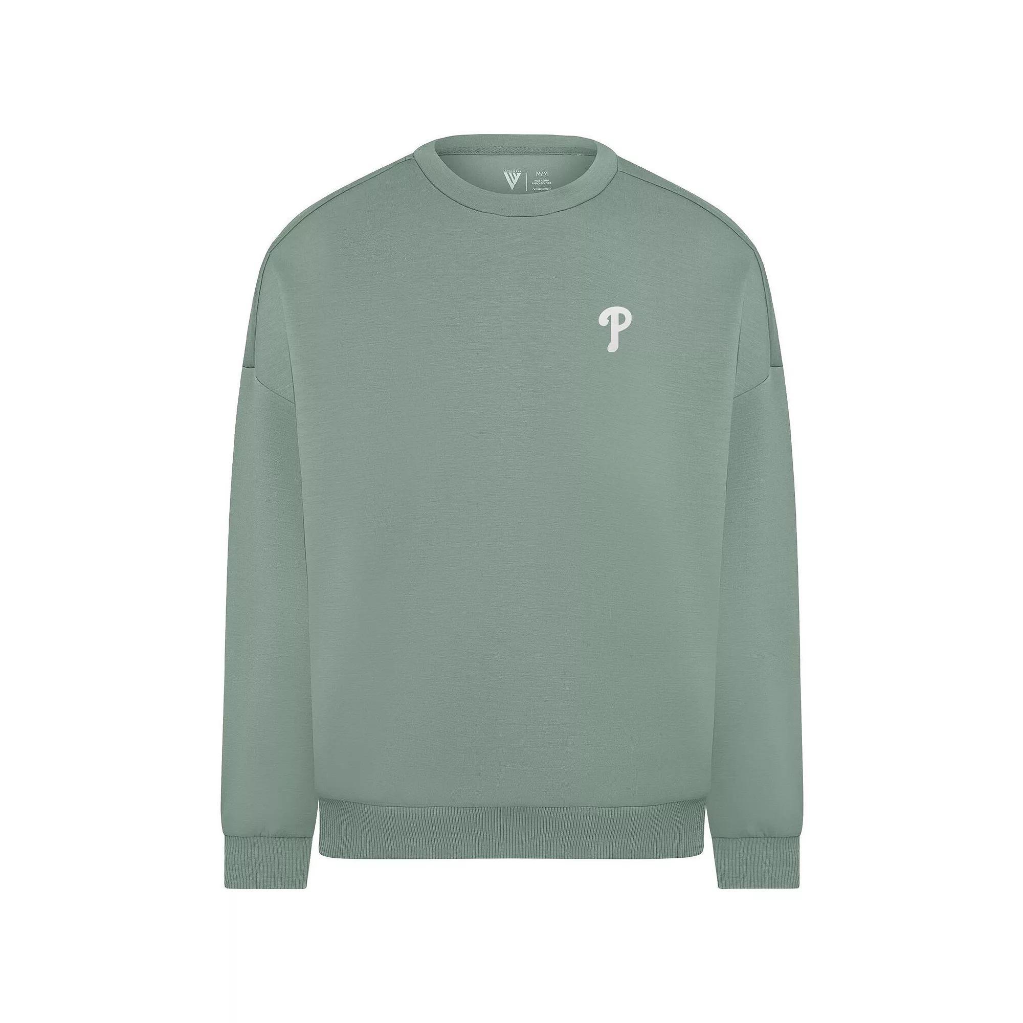 Women's Levelwear Sage Green Philadelphia Phillies Luxe Signature Tri-Blend Pullover Sweatshirt, Size: Medium, Team Product Image