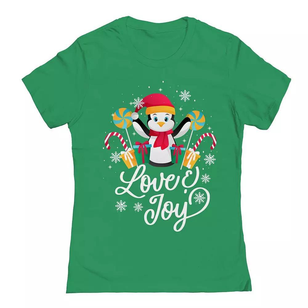 Junior's Christmas Love Penguin Graphic Tee, Women's, Size: XXL, Kelly Product Image